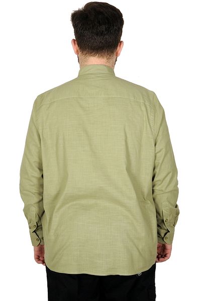 ModeXL Mode Xl Ανδρικό λινό Lycra Ukol Judge πουκάμισο με γιακά 20388 Πράσινο