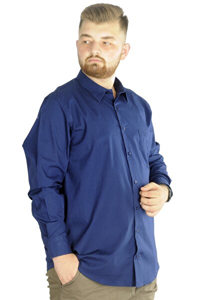 ModeXL Mode Xl Великий розмір Чоловіча класична сорочка з кишенями з еластаном 20350 Індіго