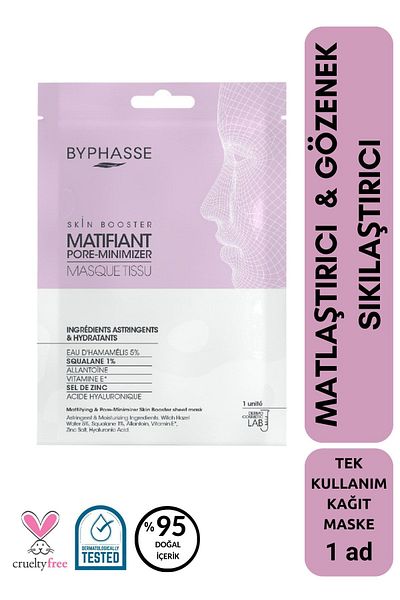 BYPHASSE Mattifying and Pore Firming Skin Booster Paper Face Mask 1pc