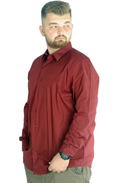 ModeXL Mode Xl Large Size Men's Classic Shirt Lycra 20351 Claret Red