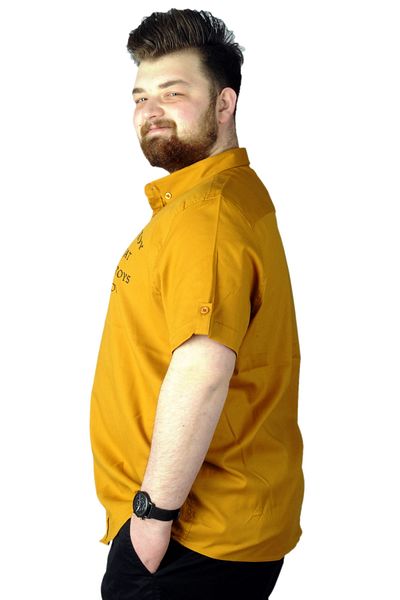 ModeXL Mode Xl Πουκάμισο μεγάλου μεγέθους με στάμπα Bestroy 22364 Mustard