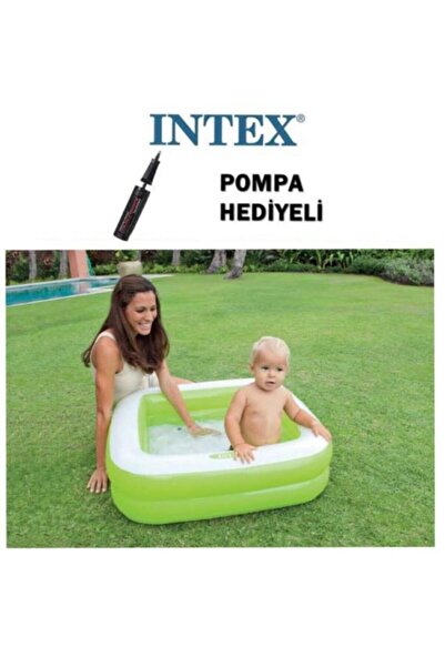 SmartFox 57100 Yumuşak Tabanlı Mini Kare Havuz - Yeşil + Pompa