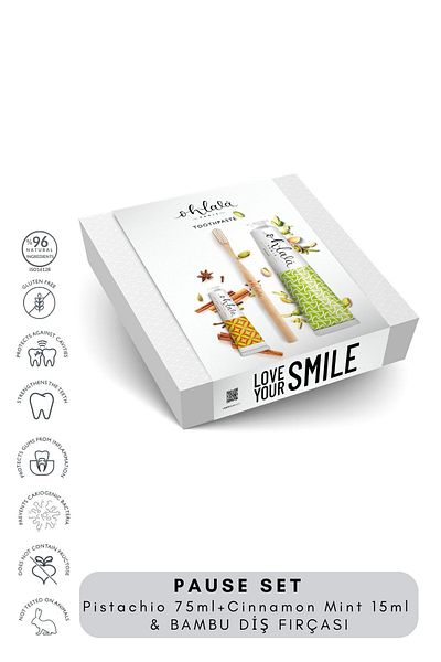 OHLALA Pistachio Mint 75ml + Cinnamon Mint 15 ml + Bamboo Toothbrush Pause Set