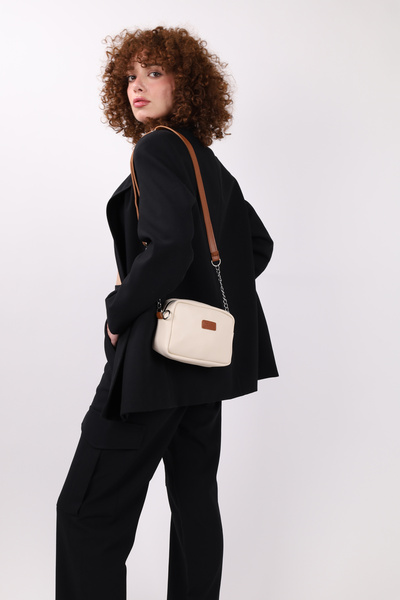 NOTHING Kadın Krem Taba Mini Zincir Askılı Omuz Ve Çapraz Çanta Leo