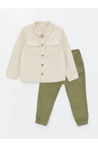 LC Waikiki LCW baby Long Sleeve Baby Boy Shirt and Trousers Set of 2