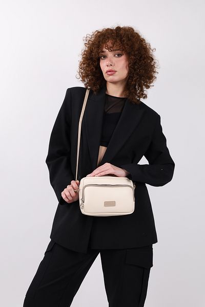 NOTHING Geantă de umăr și crossbody cu curea reglabila cu 2 compartimente de nurca crem