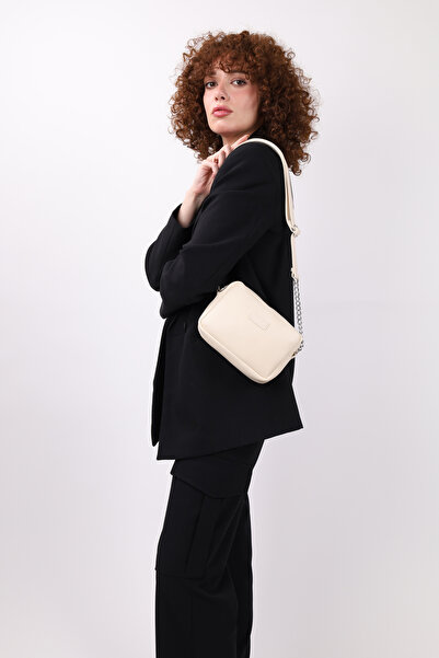 NOTHING Жіноча кремова міні-сумка з ланцюжковим ремінцем на плече і через плече Leo