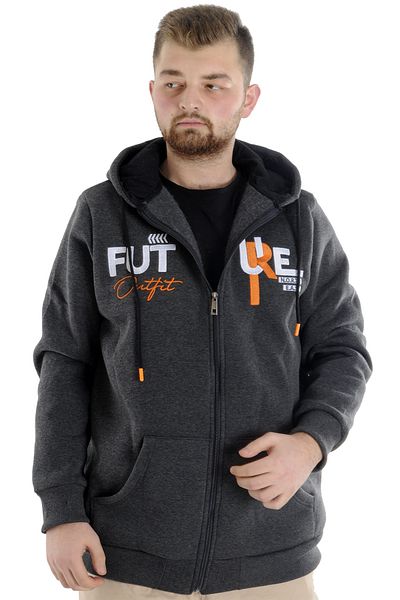 ModeXL Mode Xl Ανδρικό φούτερ με κουκούλα με φερμουάρ Future 22535 Antramelange