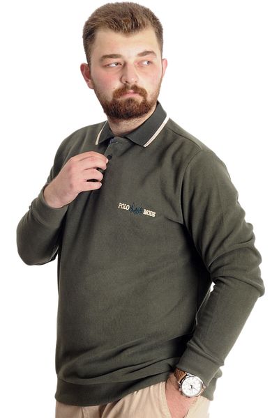 ModeXL Mode XL Ανδρικό Πόλο Φούτερ μεγάλου μεγέθους Thessaloniki Mode 23448 Χακί