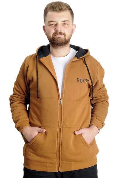 ModeXL Mode XL Ανδρικό φούτερ με κουκούλα μεγάλου μεγέθους Focus 23539 Camel