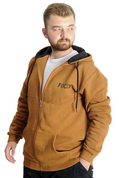 ModeXL Mode XL Ανδρικό φούτερ με κουκούλα μεγάλου μεγέθους Focus 23539 Camel