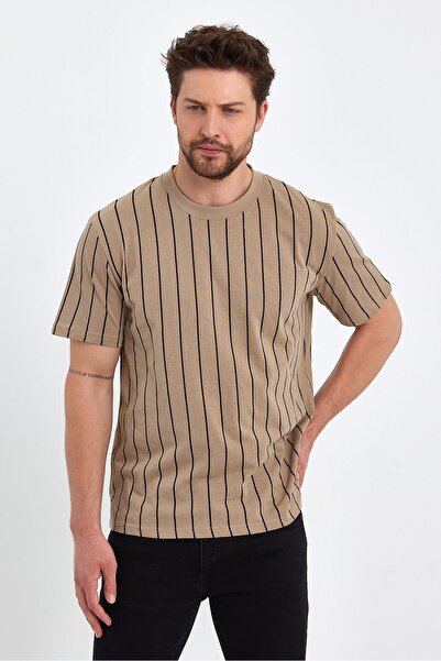 UOMOPARK Μπλουζάκι 2280 με κοντό μανίκι με ριγέ λαιμόκοψη