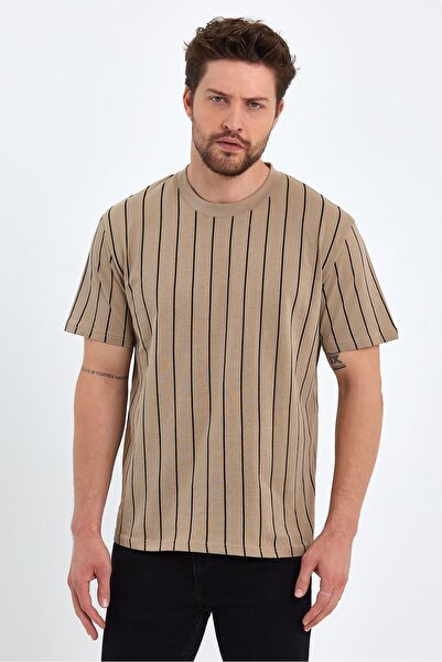 UOMOPARK Μπλουζάκι 2280 με κοντό μανίκι με ριγέ λαιμόκοψη