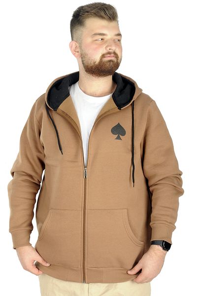 ModeXL Mode Xl Ανδρικό φούτερ με κουκούλα με φερμουάρ 22539 Milk Brown