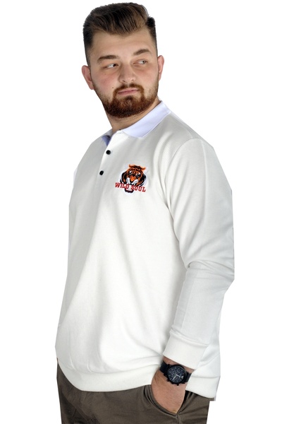 ModeXL Mode Xl Ανδρικό μακρυμάνικο Polo Wild Soul Waffle 22449 Λευκό