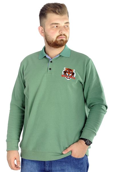 ModeXL Mode Xl Ανδρικό μακρυμάνικο Polo Wild Soul Waffle 22449 Water Green