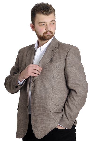 ModeXL Mode Xl Ανδρικό μπουφάν Blazer Perfetto Plus 21022 Σκούρο Καφέ