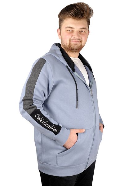 ModeXL Mode Xl Ανδρικό φούτερ με κουκούλα με κομμένο κέντημα 21514 Μπλε