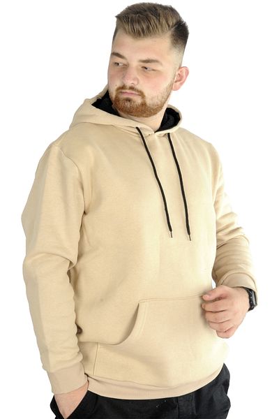 ModeXL Mode Xl Ανδρικό φούτερ με κουκούλα τσέπη Basic 20562 Beige