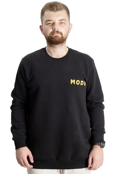 ModeXL Ανδρικό φούτερ με λαιμόκοψη Mode XL Plus Size 23529 Μαύρο