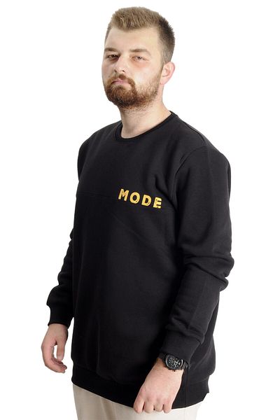 ModeXL Ανδρικό φούτερ με λαιμόκοψη Mode XL Plus Size 23529 Μαύρο