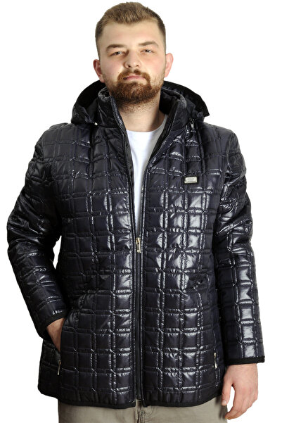ModeXL Mode XL Large Size Men's Hooded Coat Quilted 23638 Navy