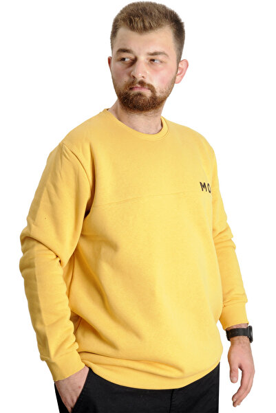 ModeXL Mode XL Large Size Men's Sweatshirt Crew Neck Mode 23529 Mustard