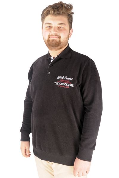 ModeXL Mode Xl Ανδρικό Sweat Polo Thessaloniki Κεντημένο 20442 Μαύρο