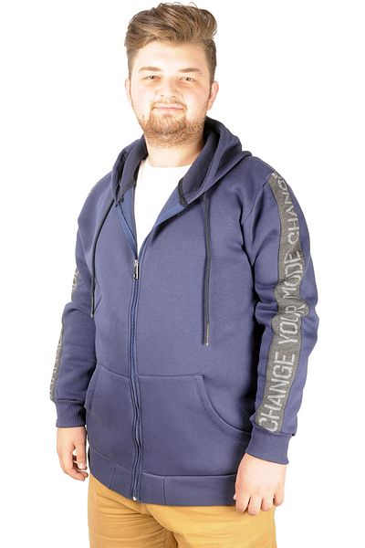 ModeXL Mode Xl Ανδρικό Sweat Hoodie Pieced Arm 21515 Indigo