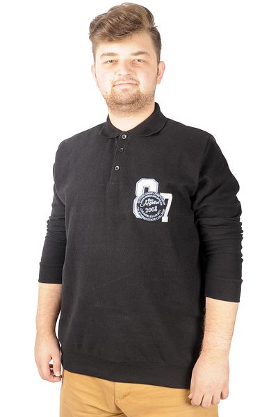 ModeXL Mode Xl Ανδρικό Sweat Polo Recycle Thessaloniki Losangeles B20420 Μαύρο