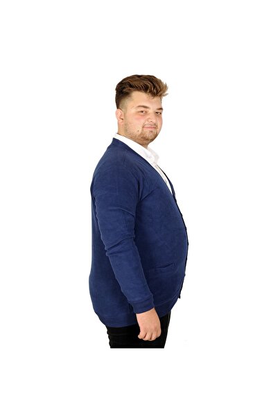 ModeXL Mode XL Великий розмір Чоловічий кардиган Vanize Selanik на ґудзиках 20548 Індиго
