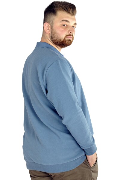 ModeXL Polo pentru bărbați Mode Xl cu mânecă lungă Wild Soul Waffle 22449 Albastru