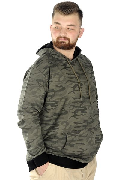ModeXL Mode Xl Ανδρικό Φούτερ με κουκούλα καγκουρό Καμουφλάζ 22547 Χακί