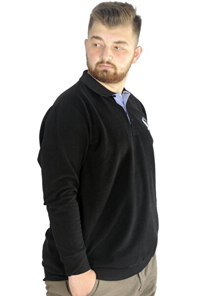 ModeXL Ανδρικό Polo Bird Waffle 22444 - Μακρύ μανίκι, Μαύρο, Mode XL