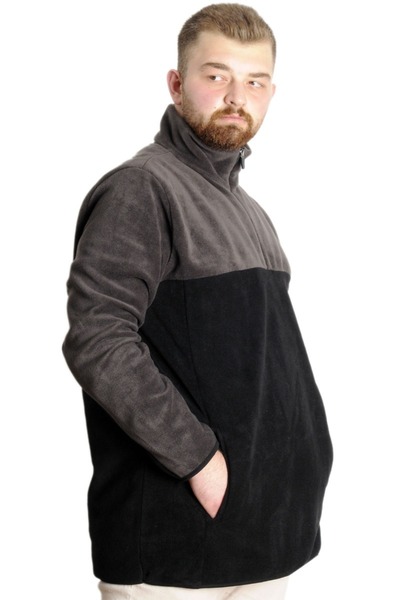 ModeXL Ανδρικό φούτερ Mode Xl με λαιμόκοψη πόλο με μισό φερμουάρ 22552 Μαύρο