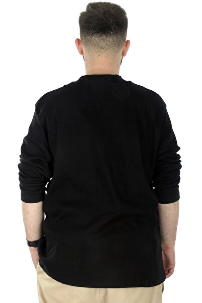 ModeXL Black Large Size Half Fisherman Sweater - Long Sleeve 22558