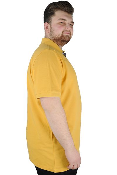 ModeXL Mode Xl Oversize Ανδρικό μπλουζάκι Polo Neck Κεντημένο Classic Pique 20553 Mustard