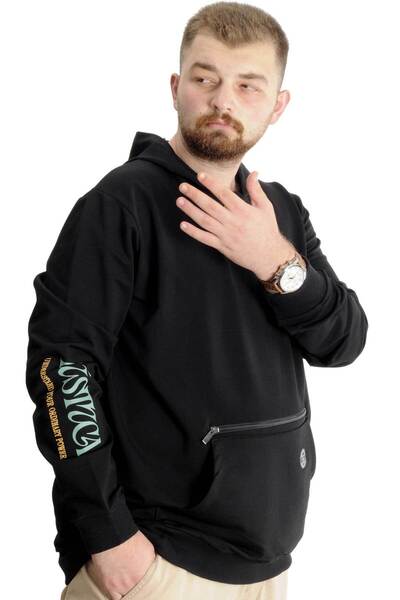 ModeXL Ανδρικό φερμουάρ ιδρώτα μεγάλο μέγεθος - Mode XL Black Mistika 23166