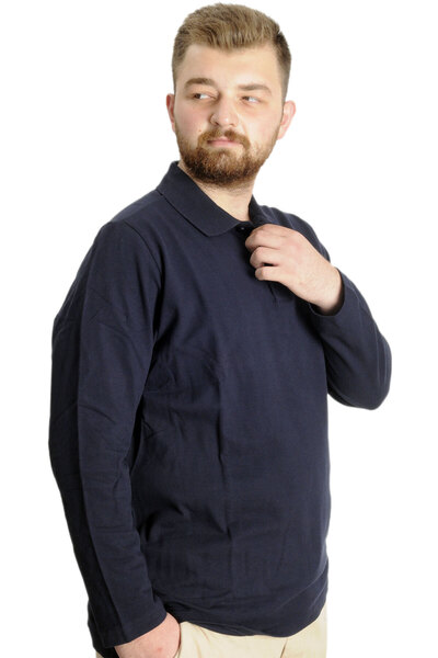 ModeXL Mode Xl Large Size Men's T-shirt Polo Classic With U.Sleeve Pocket 22446 Navy Blue