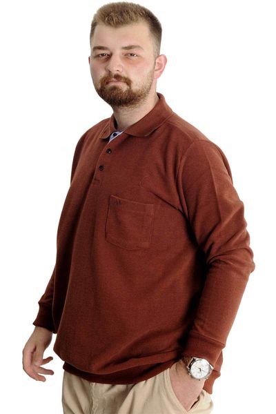 ModeXL Mode Xl Μεγάλο μέγεθος Ανδρικό Sweat Polo Selanik Basic 20441 Cinnamon