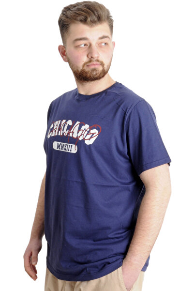ModeXL Mode Xl Великий розмір Чоловіча футболка Chıcago 23105 Indigo