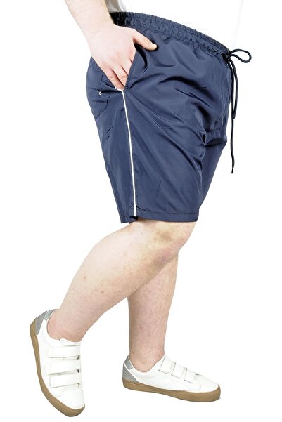ModeXL Mode Xl Plus Size Swim Shorts White Line 21451 Navy Blue
