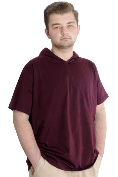 ModeXL Ανδρικό μπλουζάκι Mode Xl Plus Size με κουκούλα κοντό μανίκι 23118 Plum
