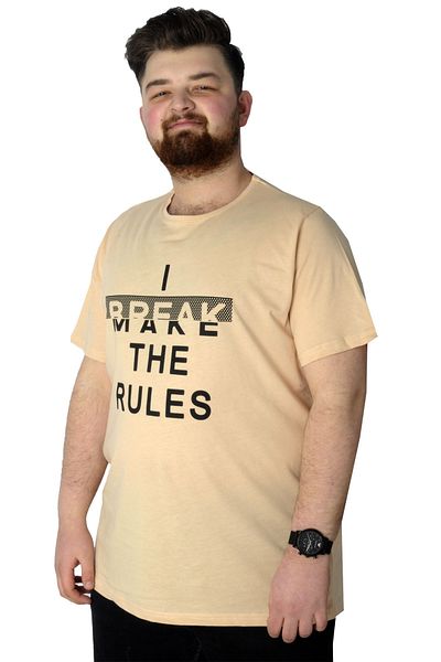 ModeXL Ανδρικό μπλουζάκι Mode Xl με στάμπα Break Make The Rules 22150 Μπεζ