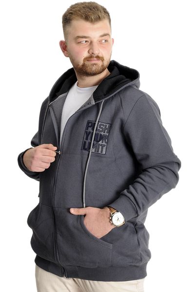 ModeXL Mode XL Ανδρικό φούτερ με κουκούλα μεγάλου μεγέθους Push Your Limit 23543 Smoked