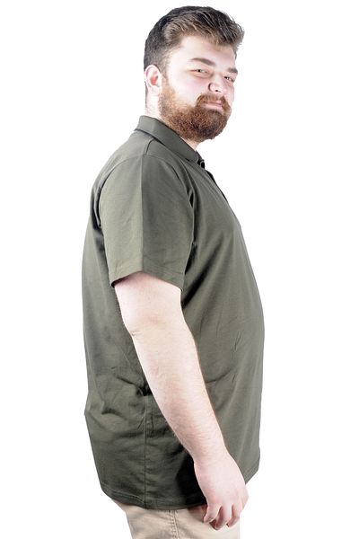 ModeXL Mode Xl Μπλουζάκι μεγάλου μεγέθους Polo Lycra Μονό Ζέρσεϊ Κέντημα 21554 Χακί