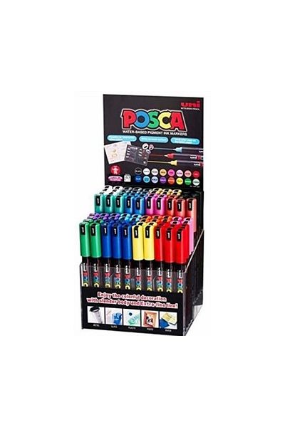 UNİ-BALL مجموعة ملصقات ذات أساس مائي من Uni-Ball Marker Posca 0.7 مكونة من 80 قطعة