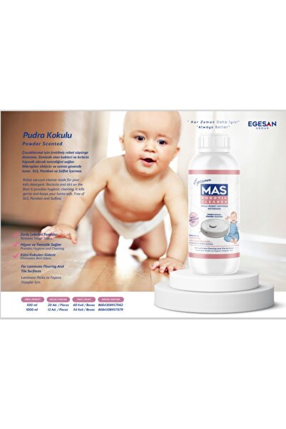 Mas Robot Süpürge Deterjanı Bebek Ve Çocuklu Evler Için Pudra Kokulu 500 ml