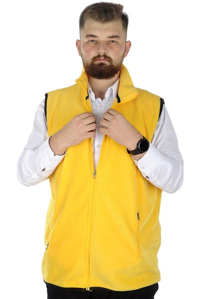 ModeXL Vestă din lână pentru bărbați Mode Xl Guler cu fermoar 22549 Galben