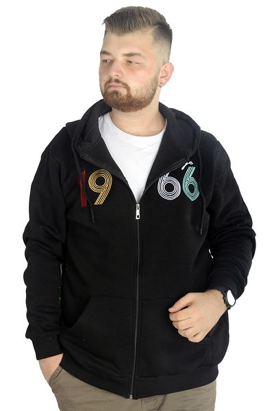 ModeXL Mode Xl Ανδρικό φούτερ με κουκούλα με φερμουάρ Vintage 22537 Μαύρο